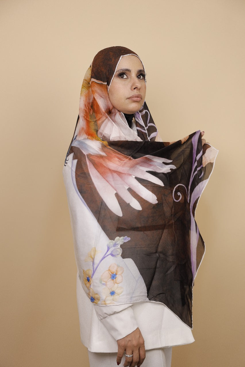 Premium Light Silk Hijab – Bird Brown