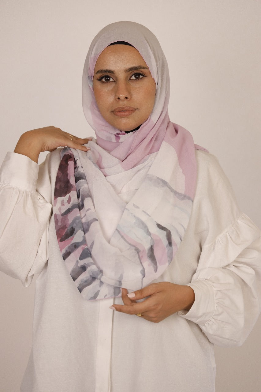 Premium Light Silk Hijab – Rose Swan