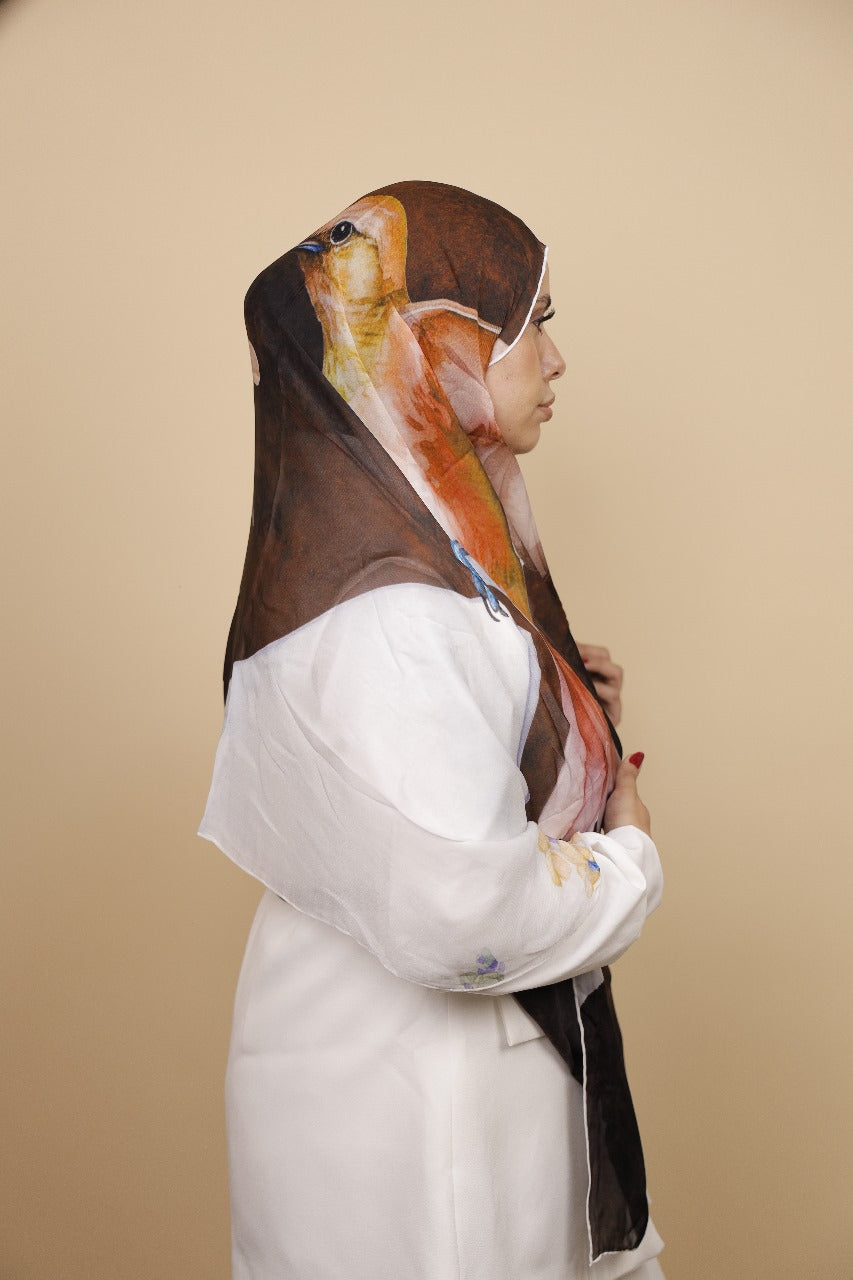 Premium Light Silk Hijab – Bird Brown