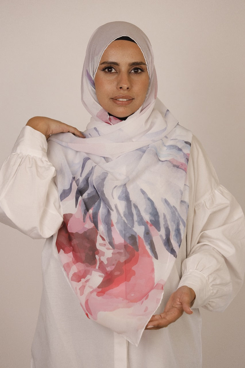 Premium Light Silk Hijab – White Swan