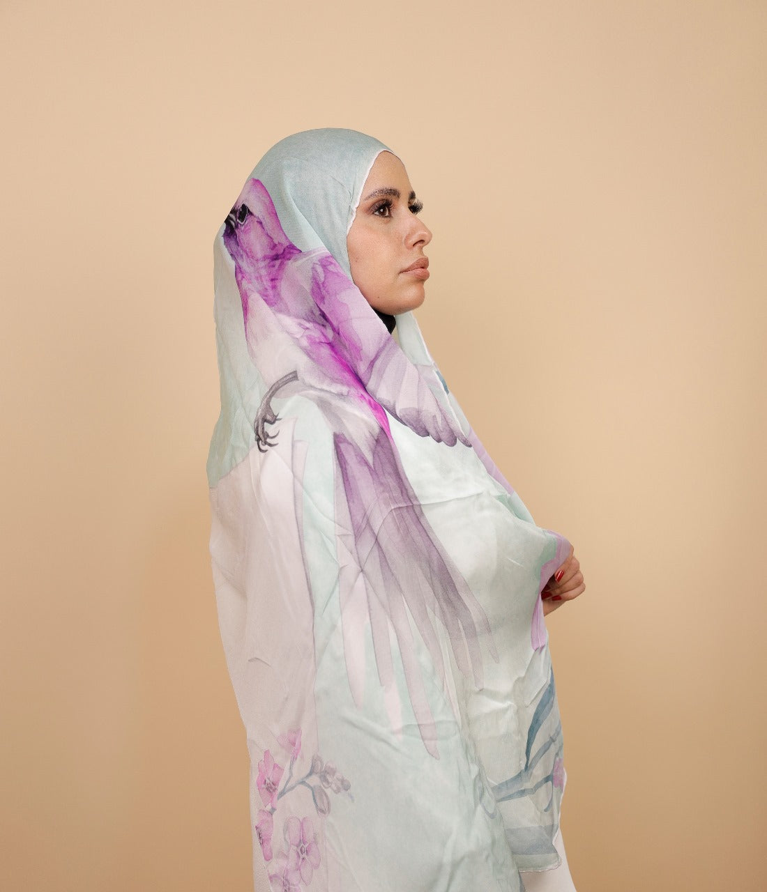 Premium Light Silk Hijab – Bird Aqua
