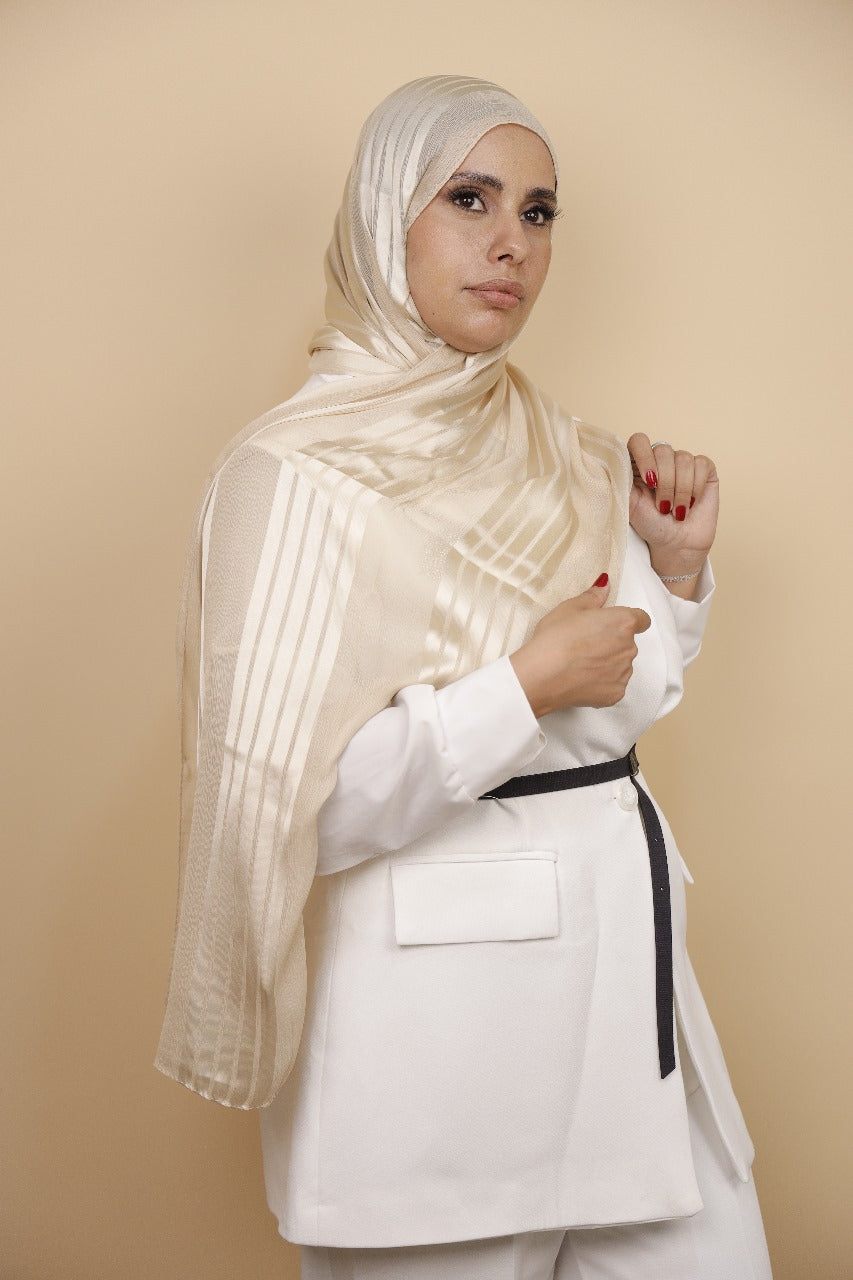 Chiffon with satin-Beige