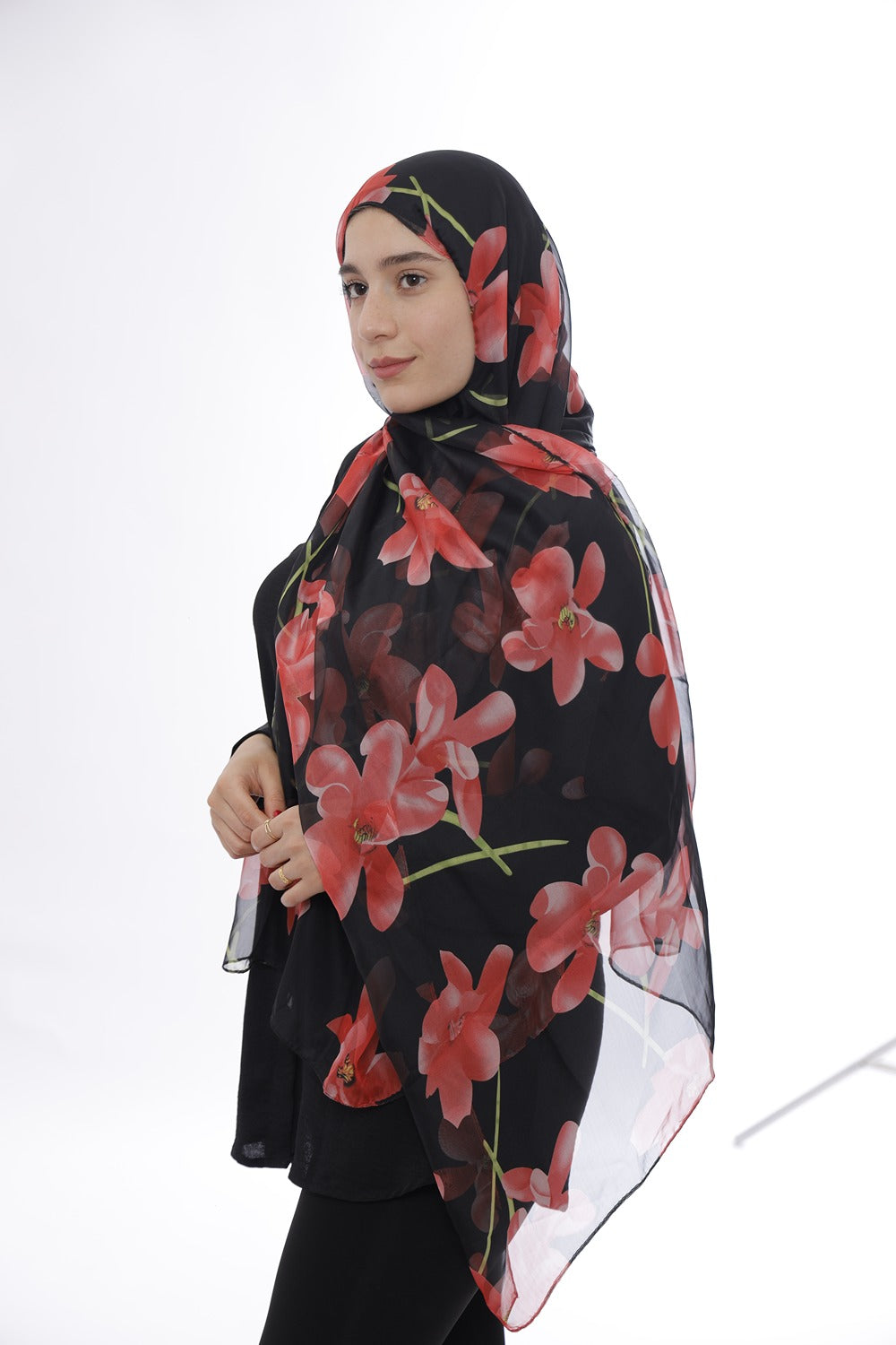 Premium Chiffon Hijab – Crimson Petal