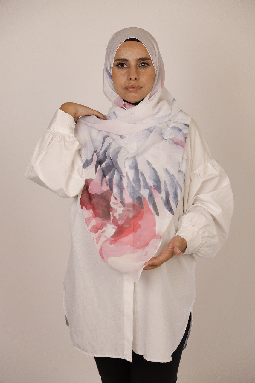 Premium Light Silk Hijab – White Swan