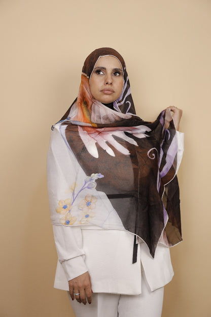 Premium Light Silk Hijab –  Bird Brown
