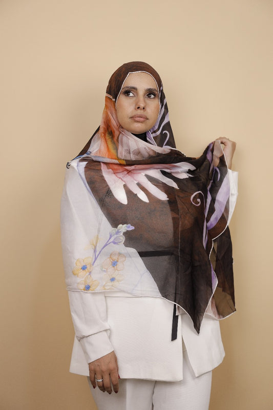 Premium Light Silk Hijab –  Bird Brown