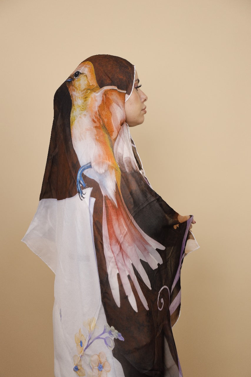 Premium Light Silk Hijab –  Bird Brown
