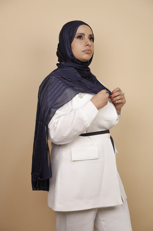 Chiffon with satin-Navy