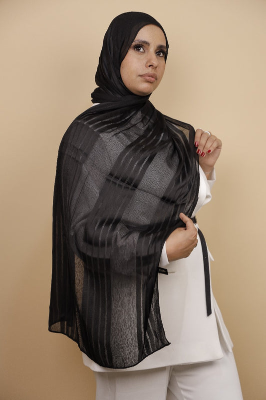Chiffon with satin-Black