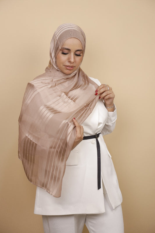 Chiffon with satin-Brown