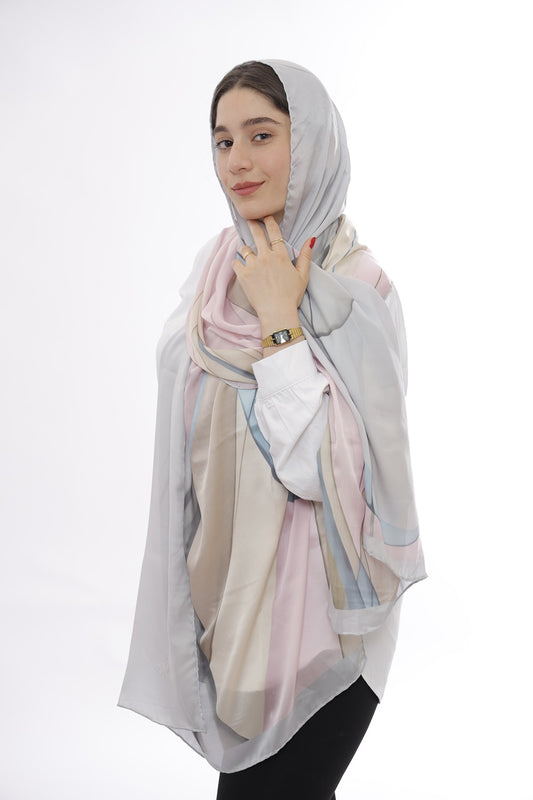 Premium Light Silk Hijab –  Biege White
