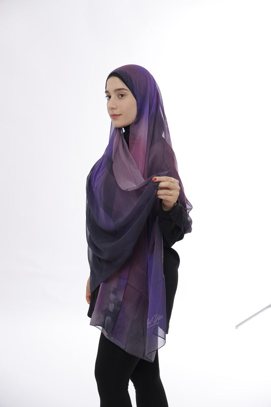 Premium Silk Hijab – Purple Dust