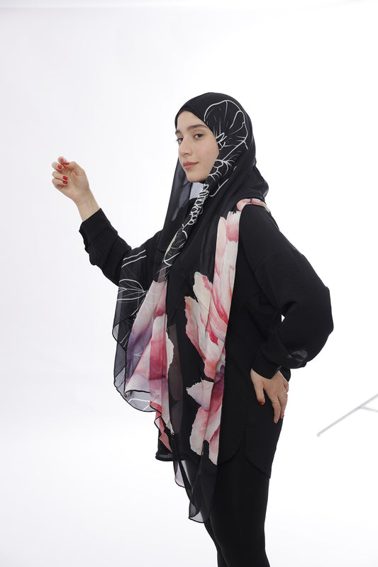 Premium Light Silk Hijab –  Pink Blossom