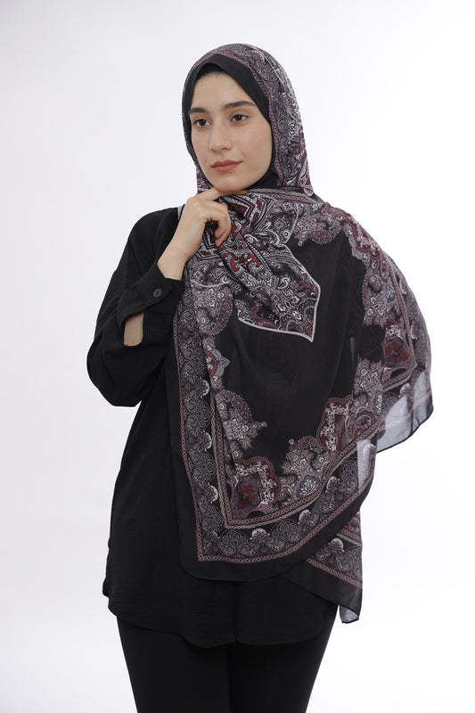 Light Crepe Hijab – Black Smoke