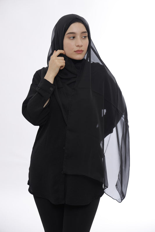 Chiffon Hijab – Charcoal Black