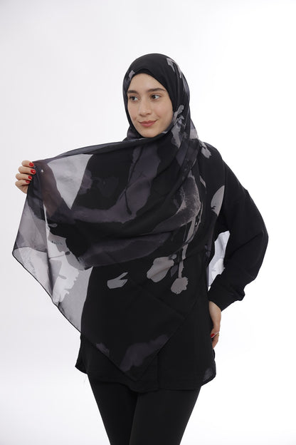 Premium Silk Hijab – Cloudy Black