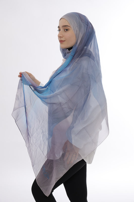 Premium Silk Hijab –  Glow Blue