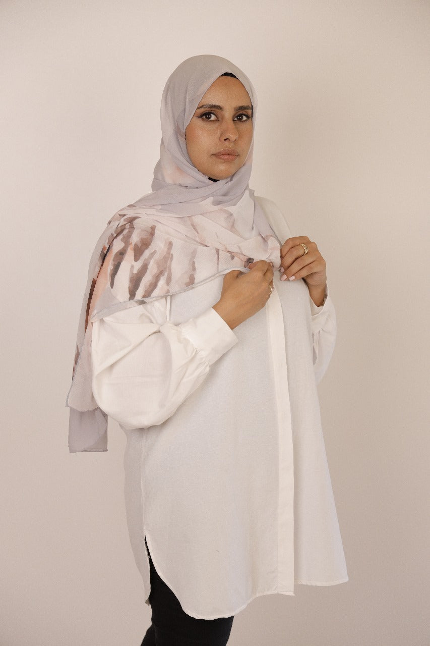 Premium Light Silk Hijab –  Gray Swan