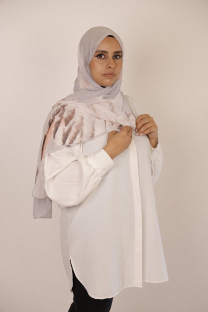 Premium Light Silk Hijab –  Gray Swan